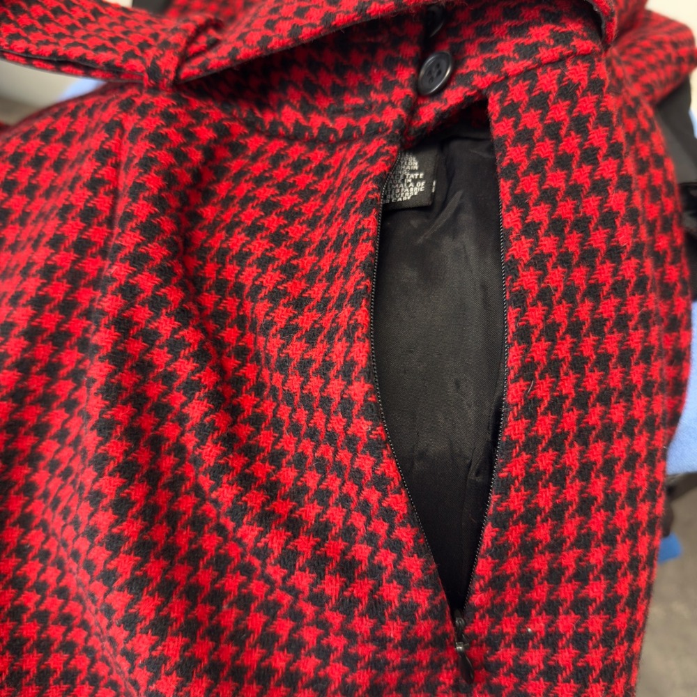 Limited America Red Black Houndstooth Wool Mohair Skirt Suit Set Size 6 Vintage - Picture 14 of 15
